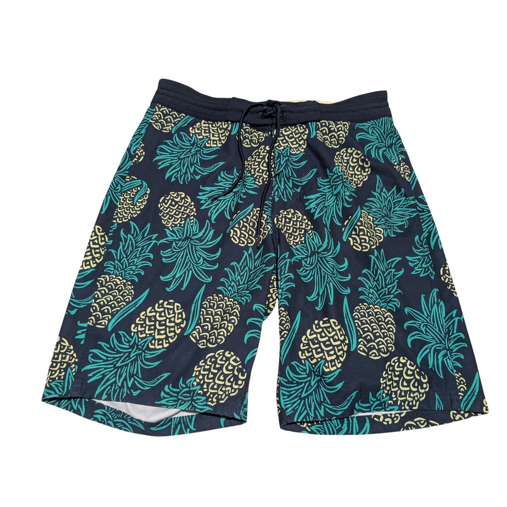 Old Navy Board Shorts Mens 30 Blue Pineapple Tropical Surf Beach Swim Trunks